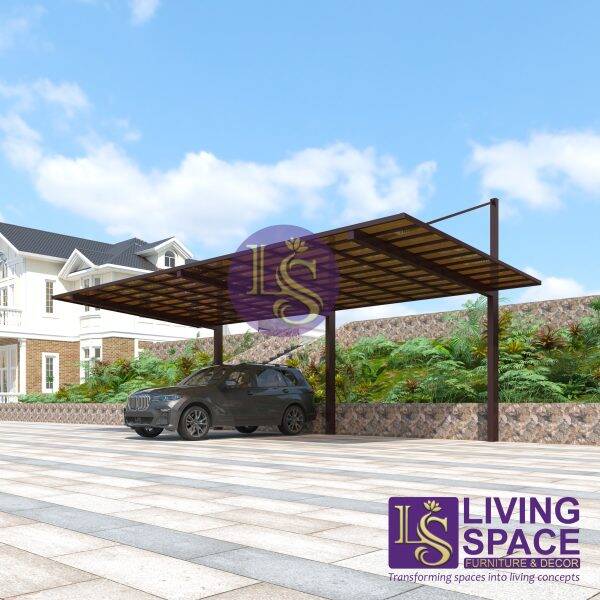 Back-Pull Cantilever Double Carport | Brown