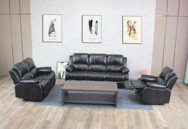 Columbia Recliner Lounge Suite | Black (3RR+2RR+1R) - Image 2