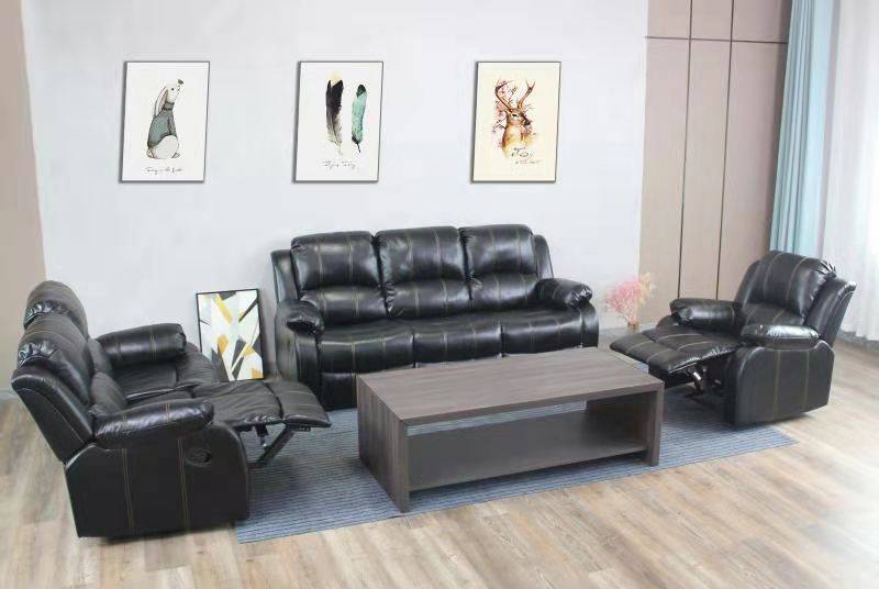 Columbia Recliner Lounge Suite | Black (3RR+2RR+1R) - Image 3