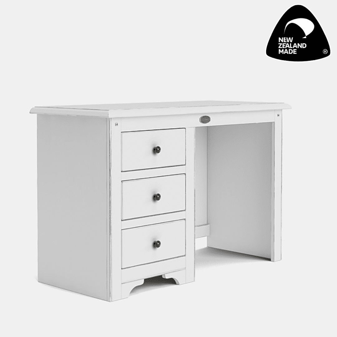 Aged White Paint - Villager 3 Drawer Desk