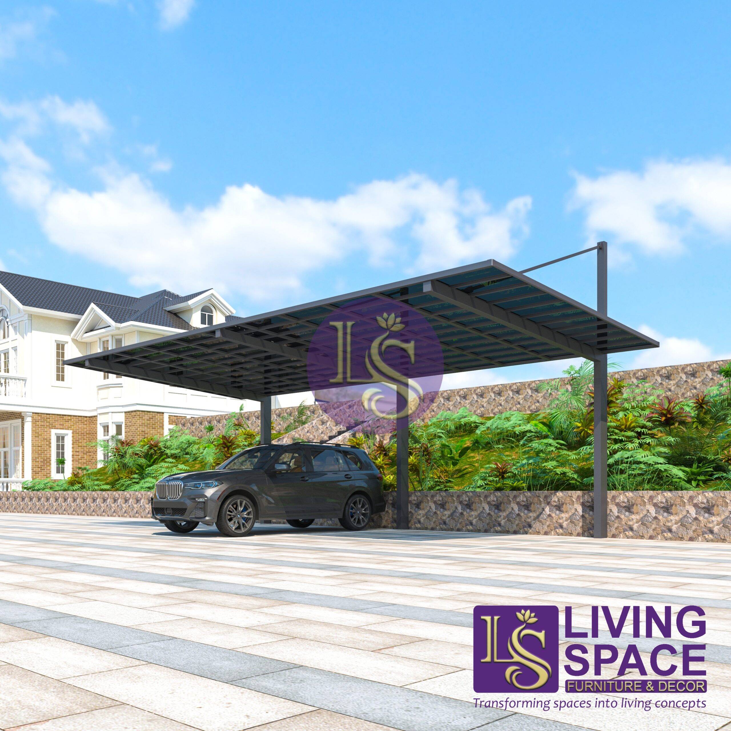 Back-Pull Cantilever Double Carport | Grey - Image 2