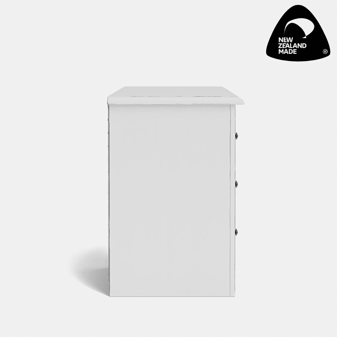 Aged White Paint - Villager 3 Drawer Desk