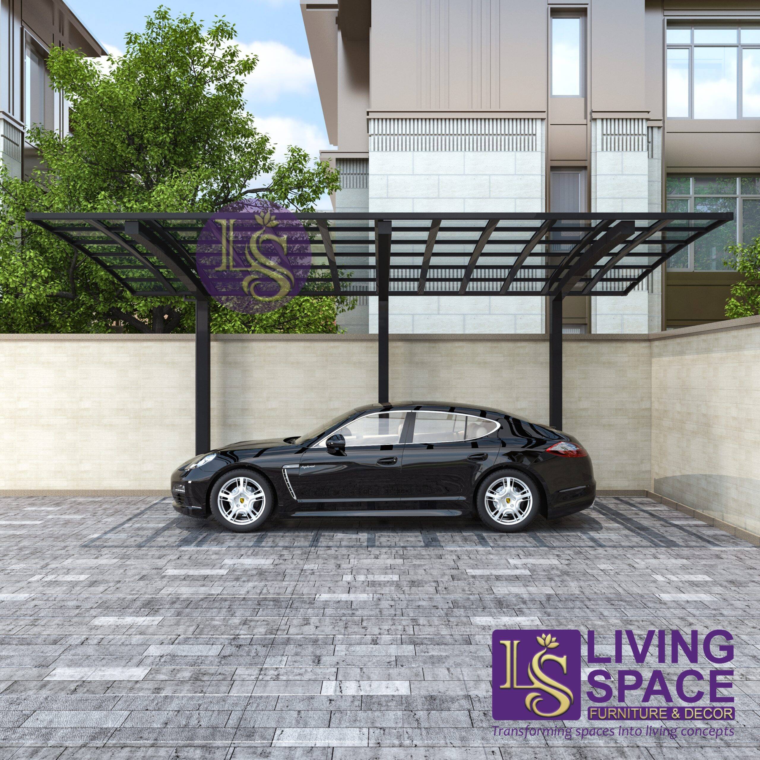 Cantilever Single Carport Black