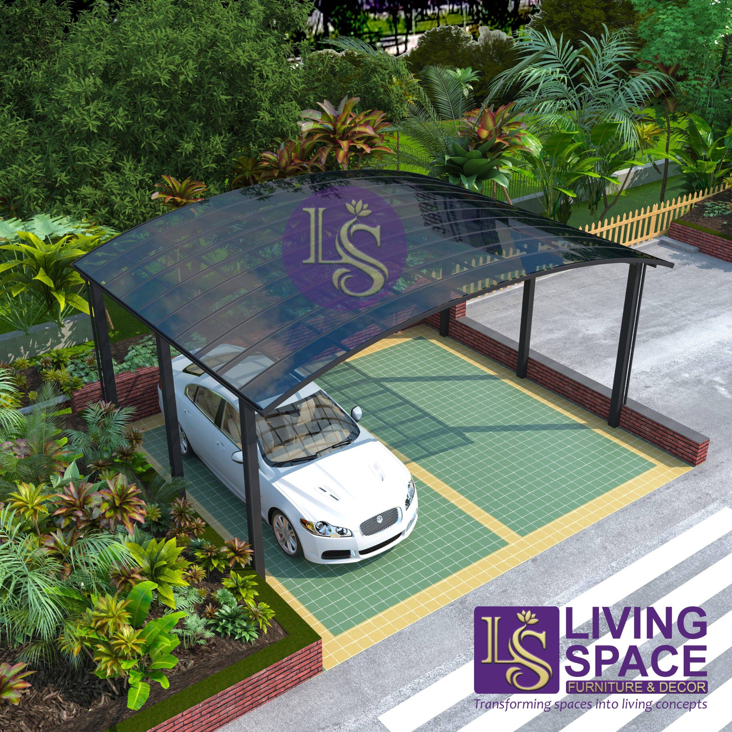 M-Shape Double Carport | Black