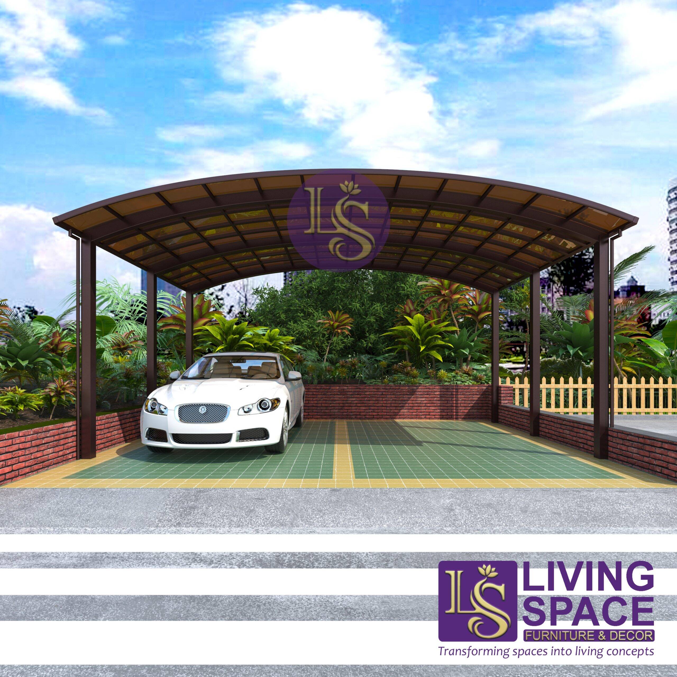 M-Shape Double Carport | Brown - Image 2