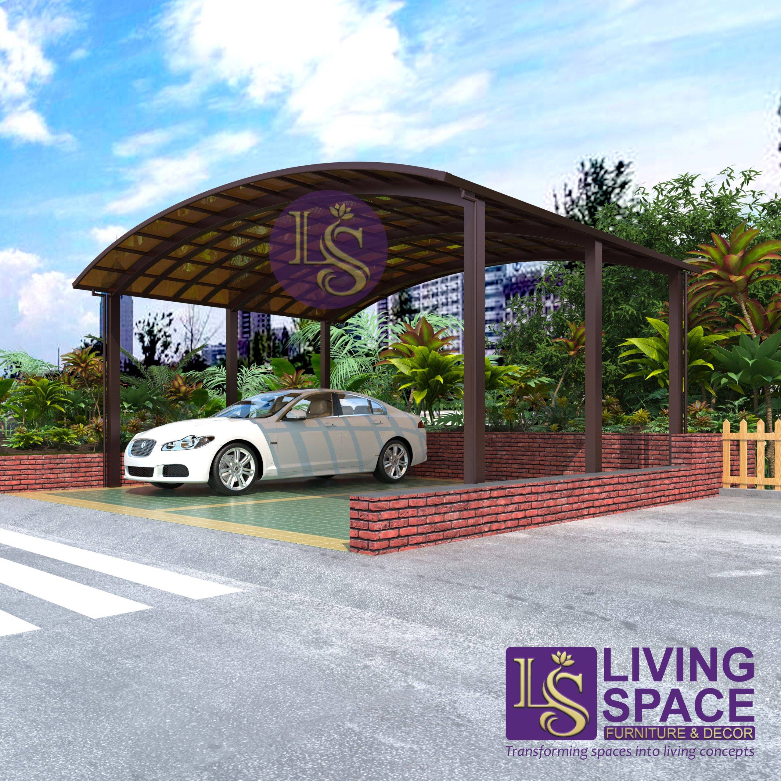 M-Shape Double Carport | Brown