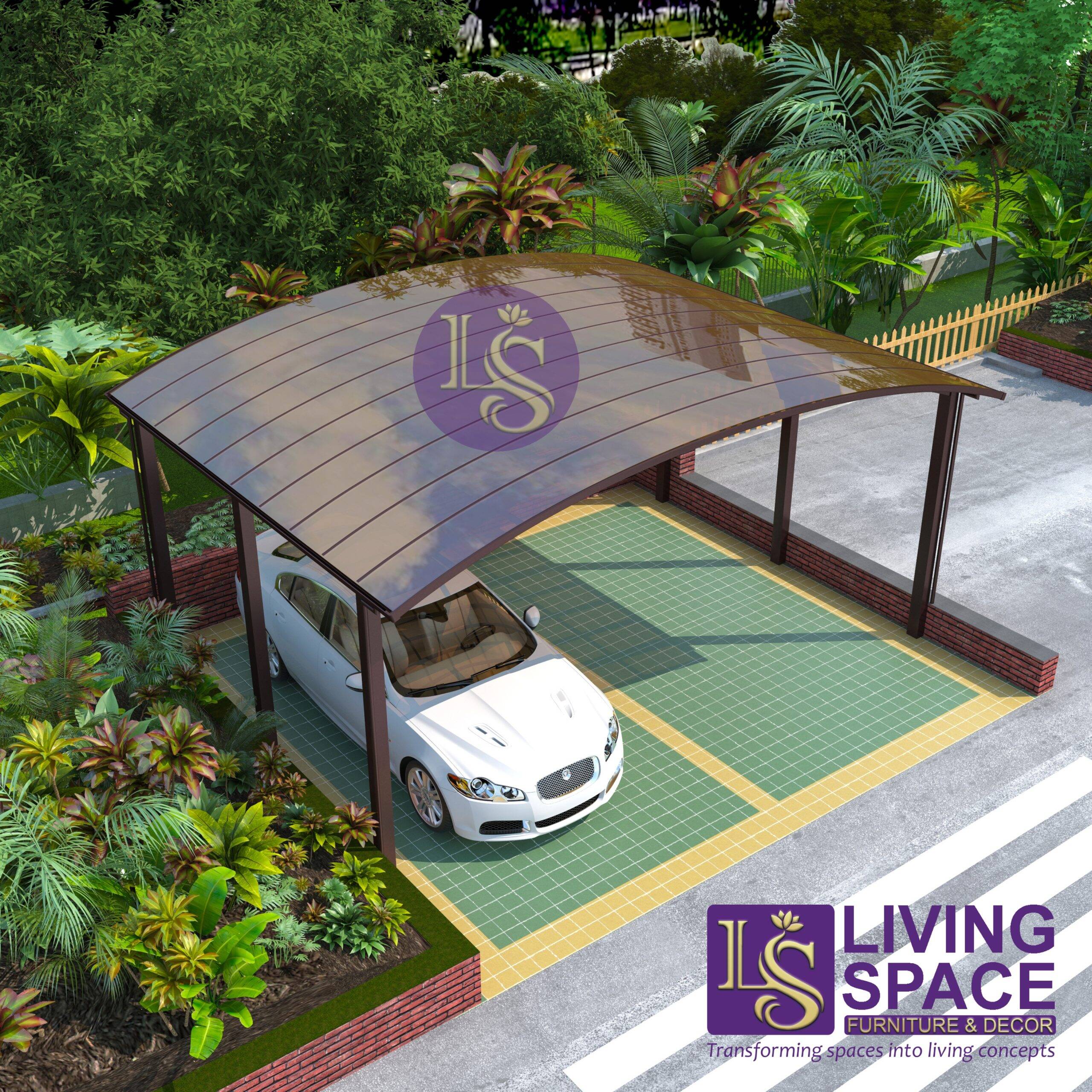 M-Shape Double Carport | Brown - Image 3