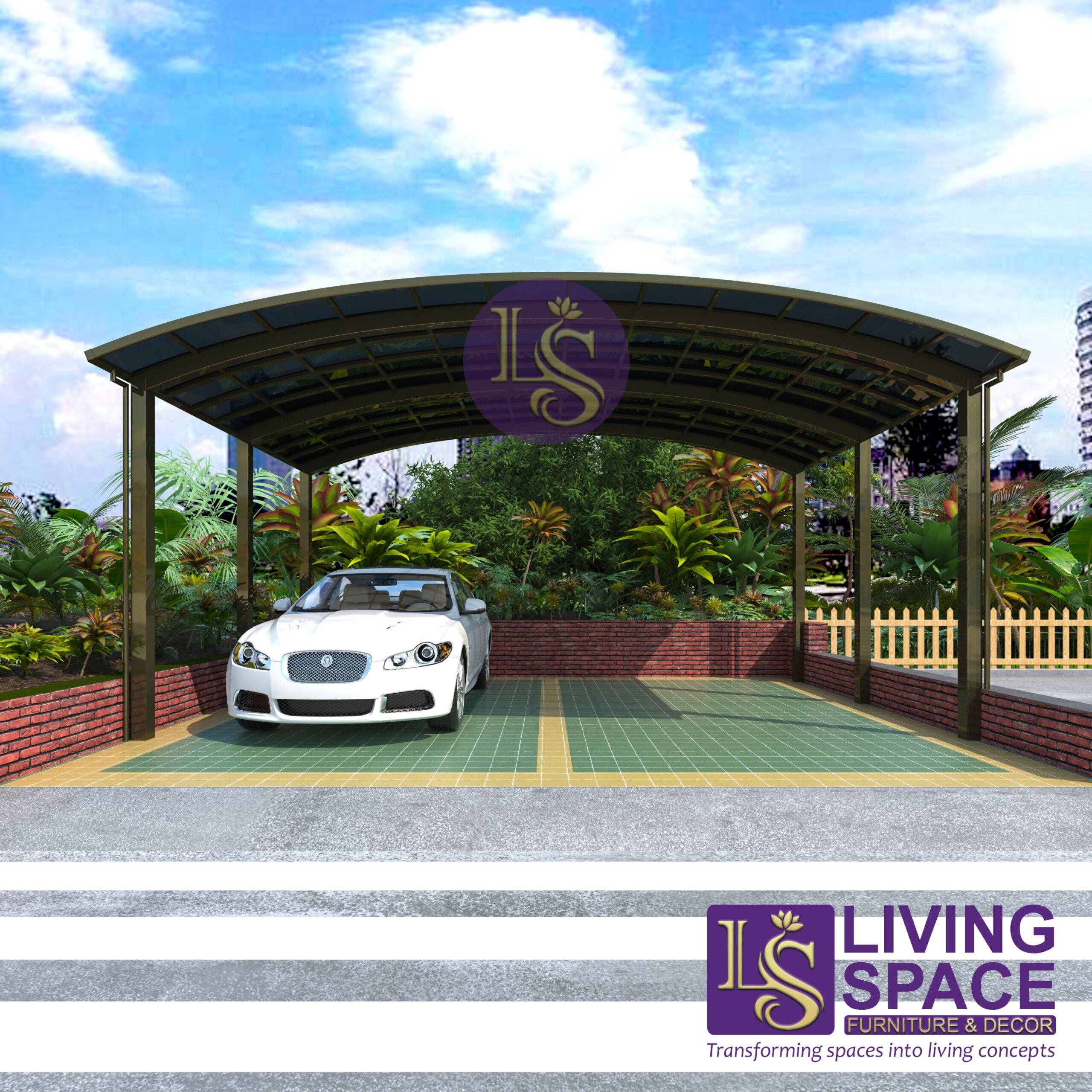 M-Shape Double Carport | Champagne - Image 2
