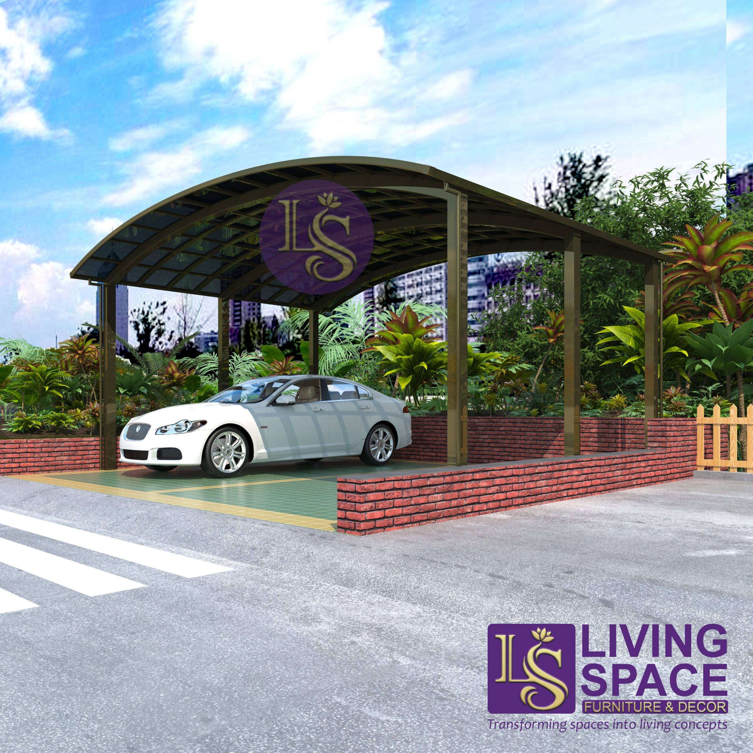 M-Shape Double Carport | Champagne