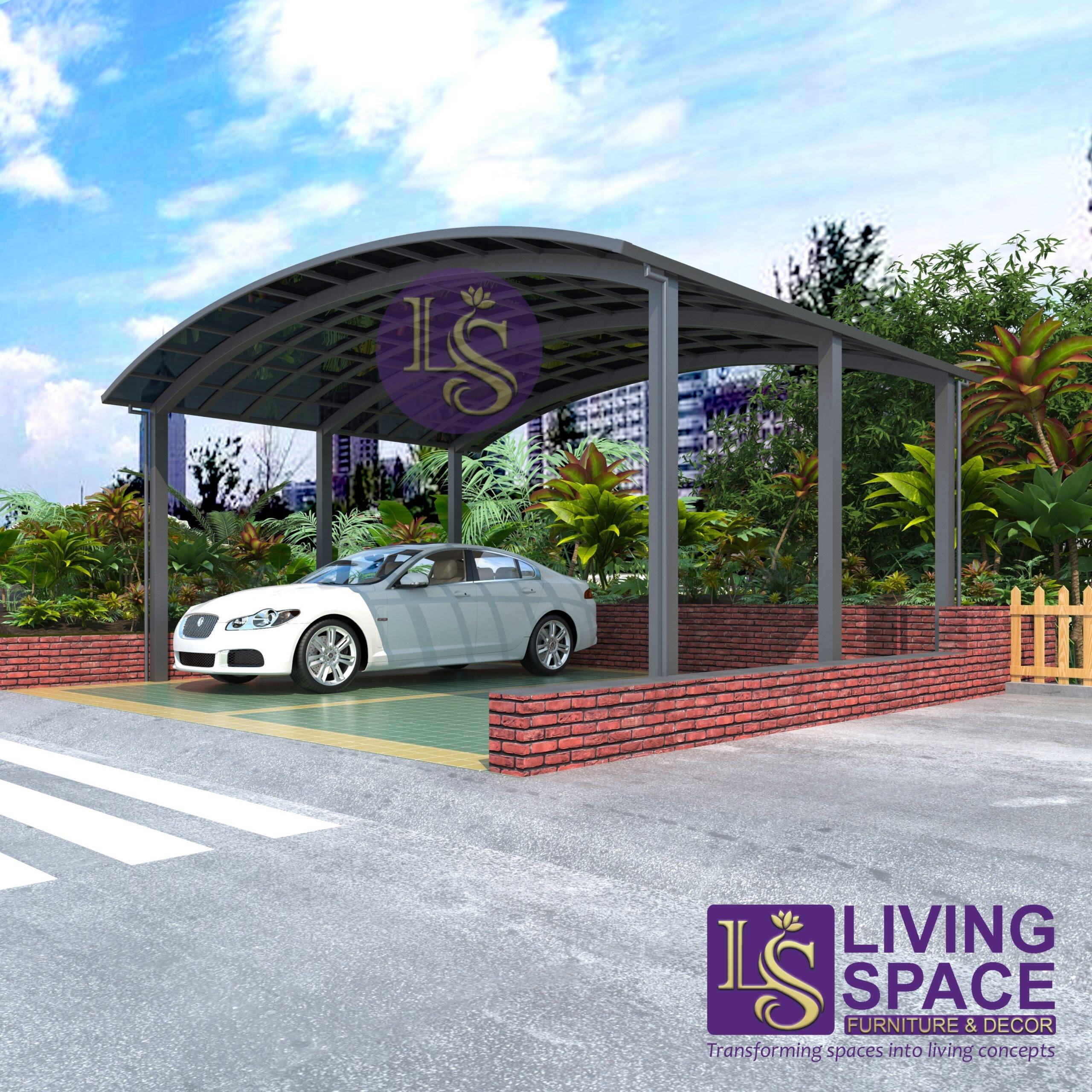 M-Shape Double Carport | Grey