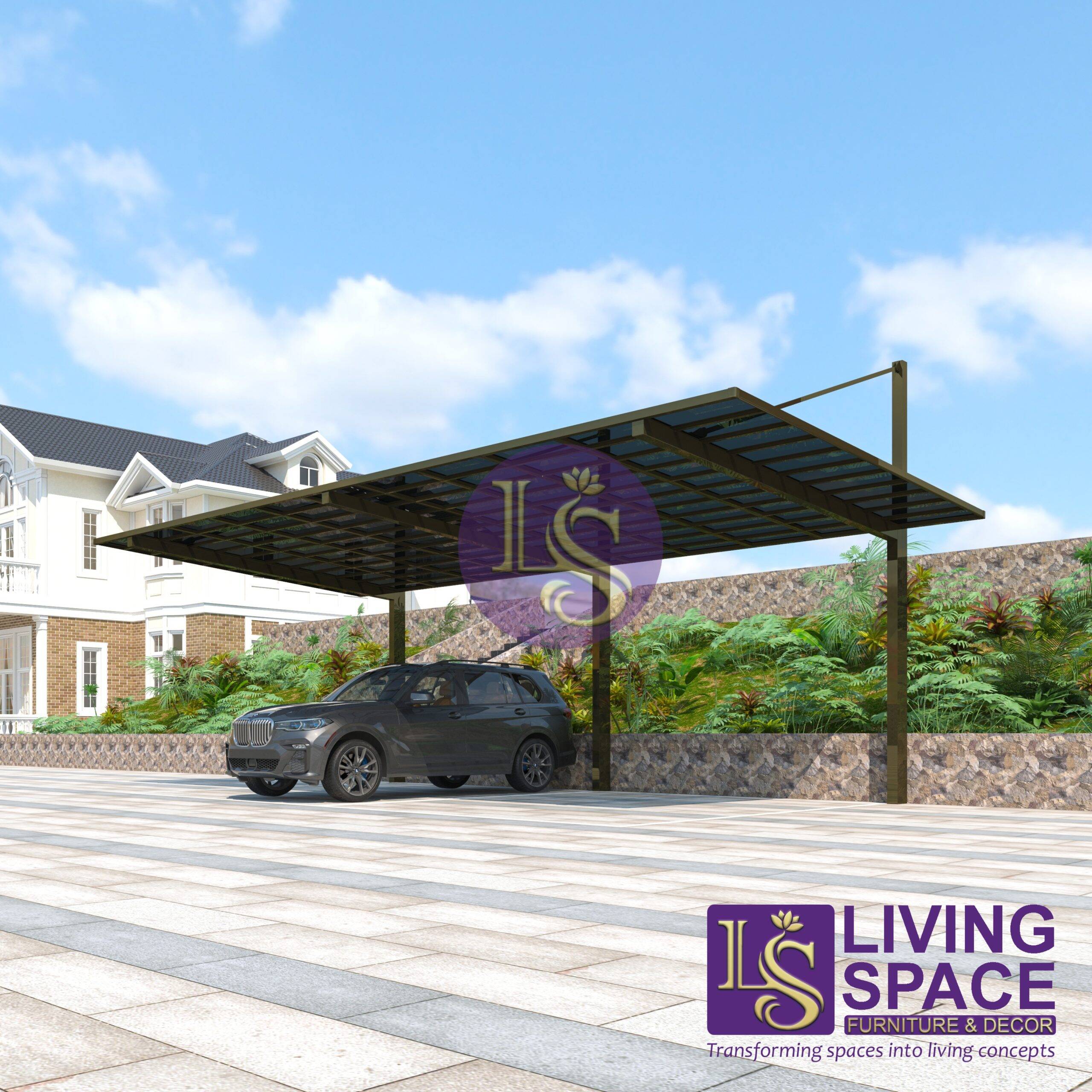 Back-Pull Cantilever Double Carport | Champagne