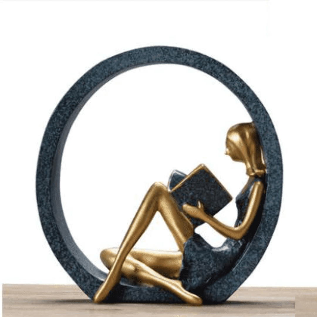 Blue Girl With Round Sculpture