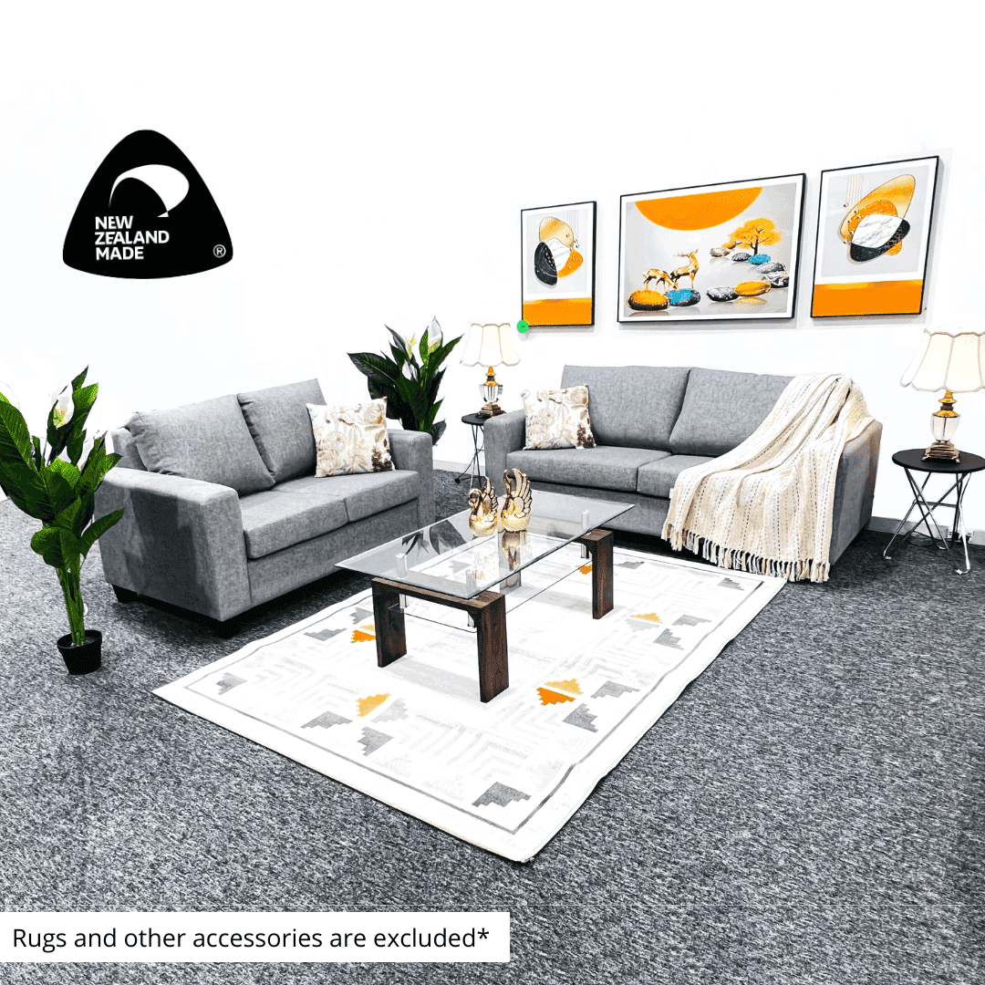 Connor Lounge Suite - Light Grey - Plain Design