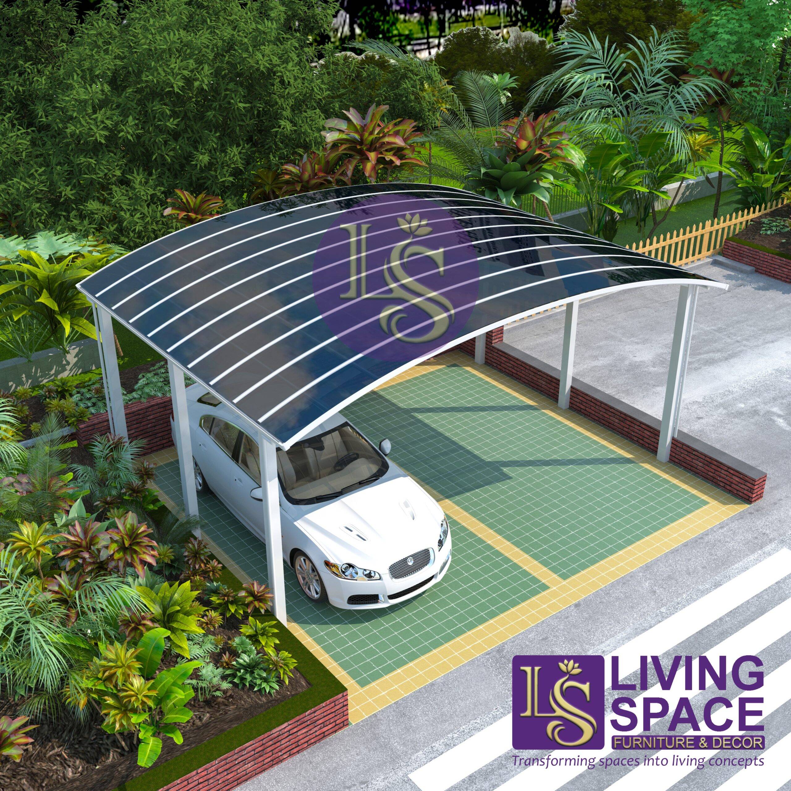 M-Shape Double Carport | White - Image 4