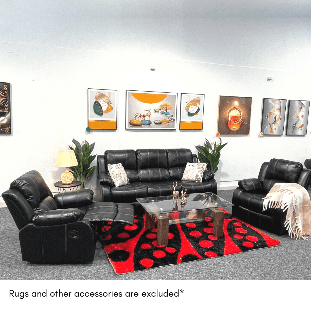 Maryland Recliner Lounge Suite | Black (3RR+1R+1R)