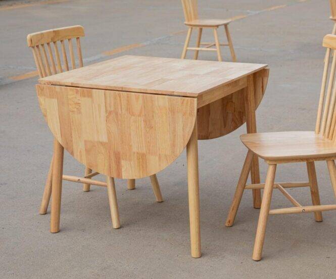 Drop Leaf Wooden Dining Table - foldable dining table