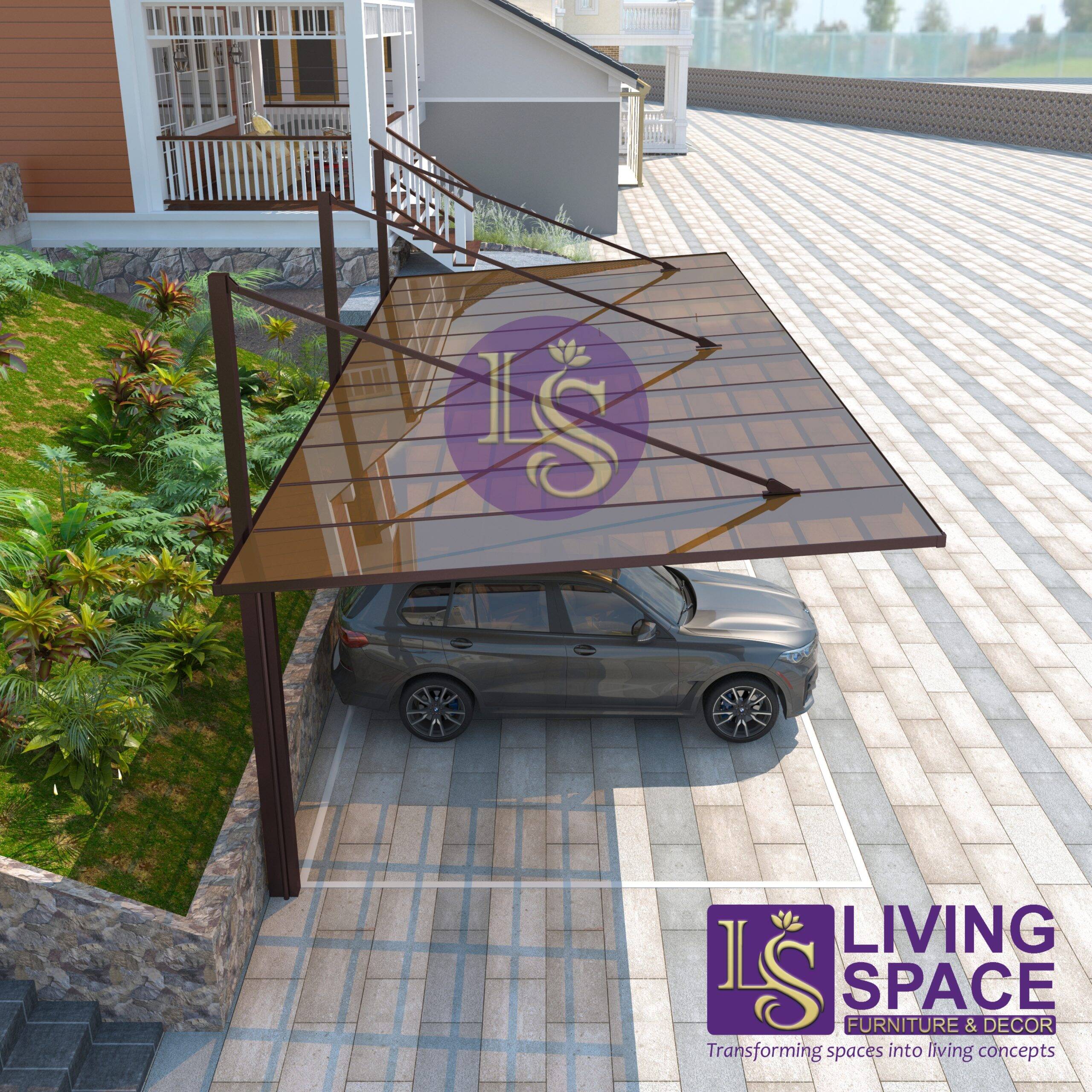 Back-Pull Cantilever Double Carport | Brown - Image 5