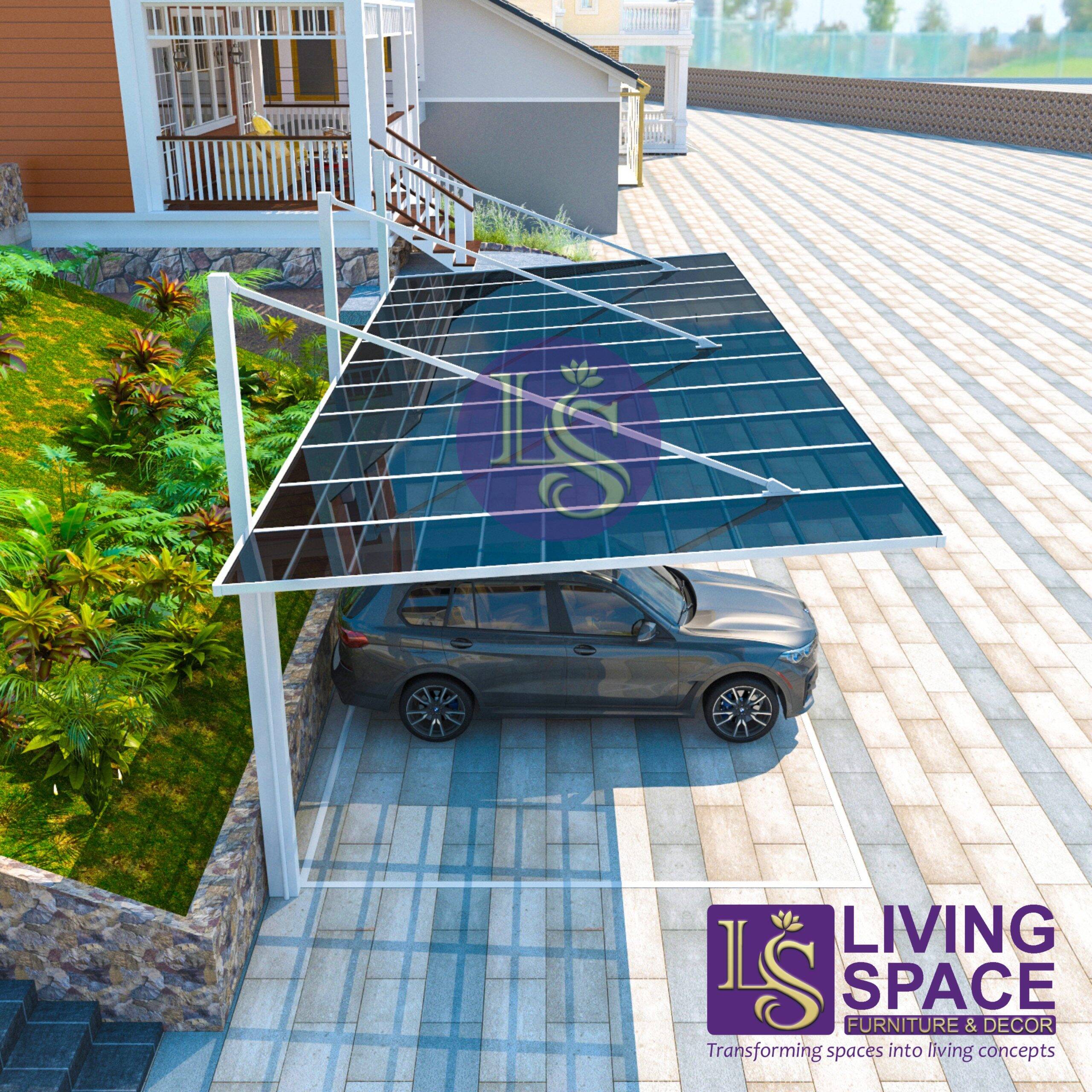 Back-Pull Cantilever Double Carport | White - Image 2