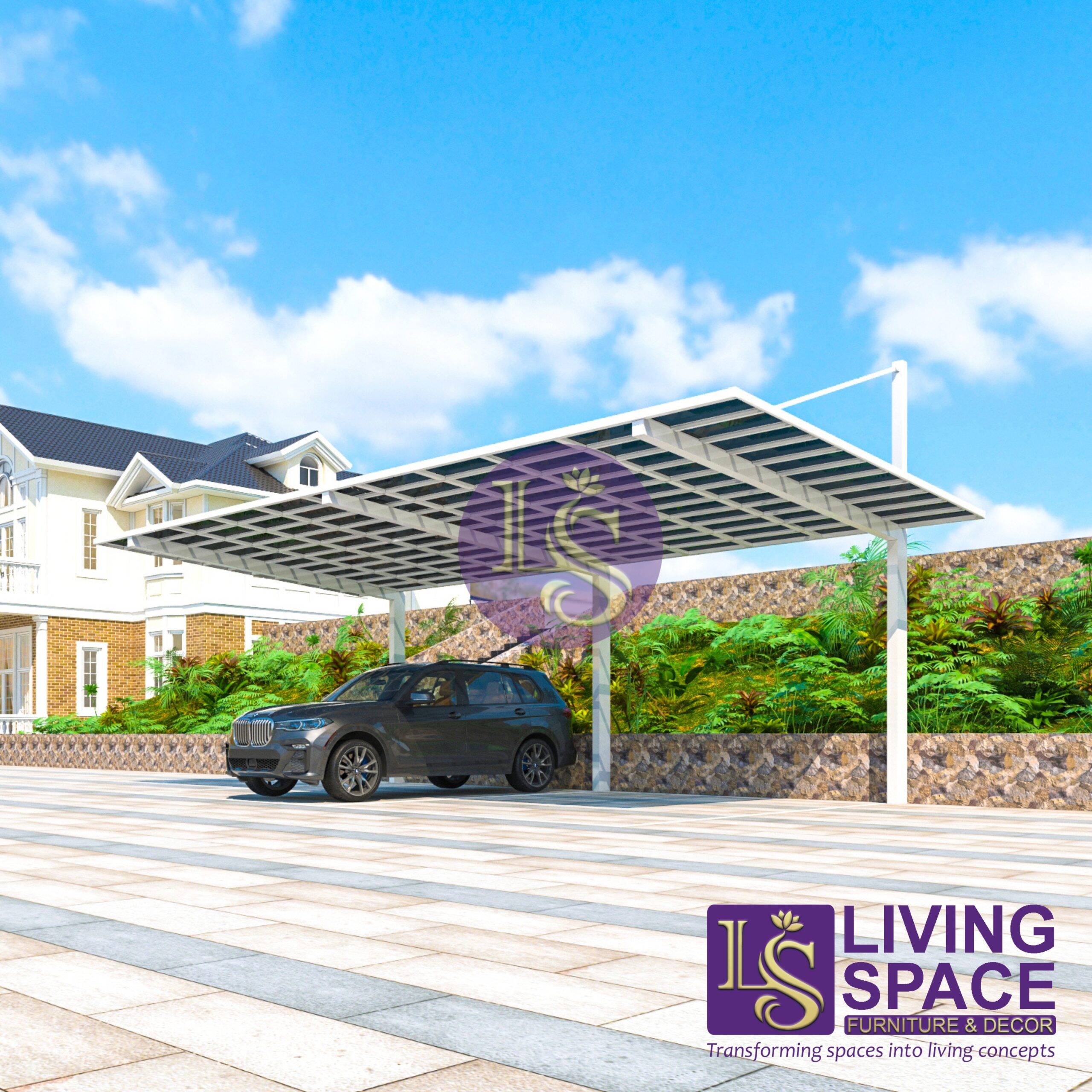 Back-Pull Cantilever Double Carport | White - Image 4