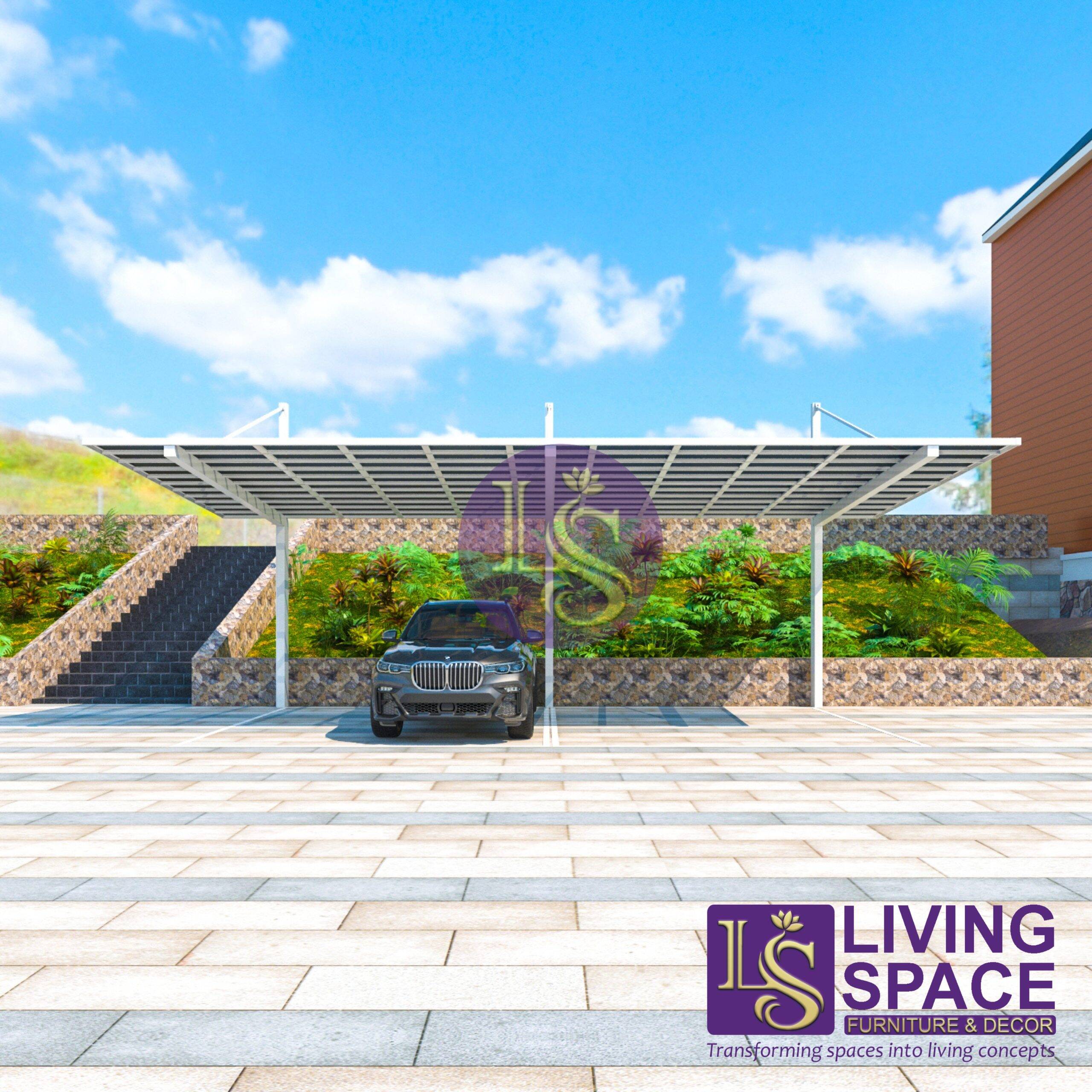 Back-Pull Cantilever Double Carport | White - Image 3