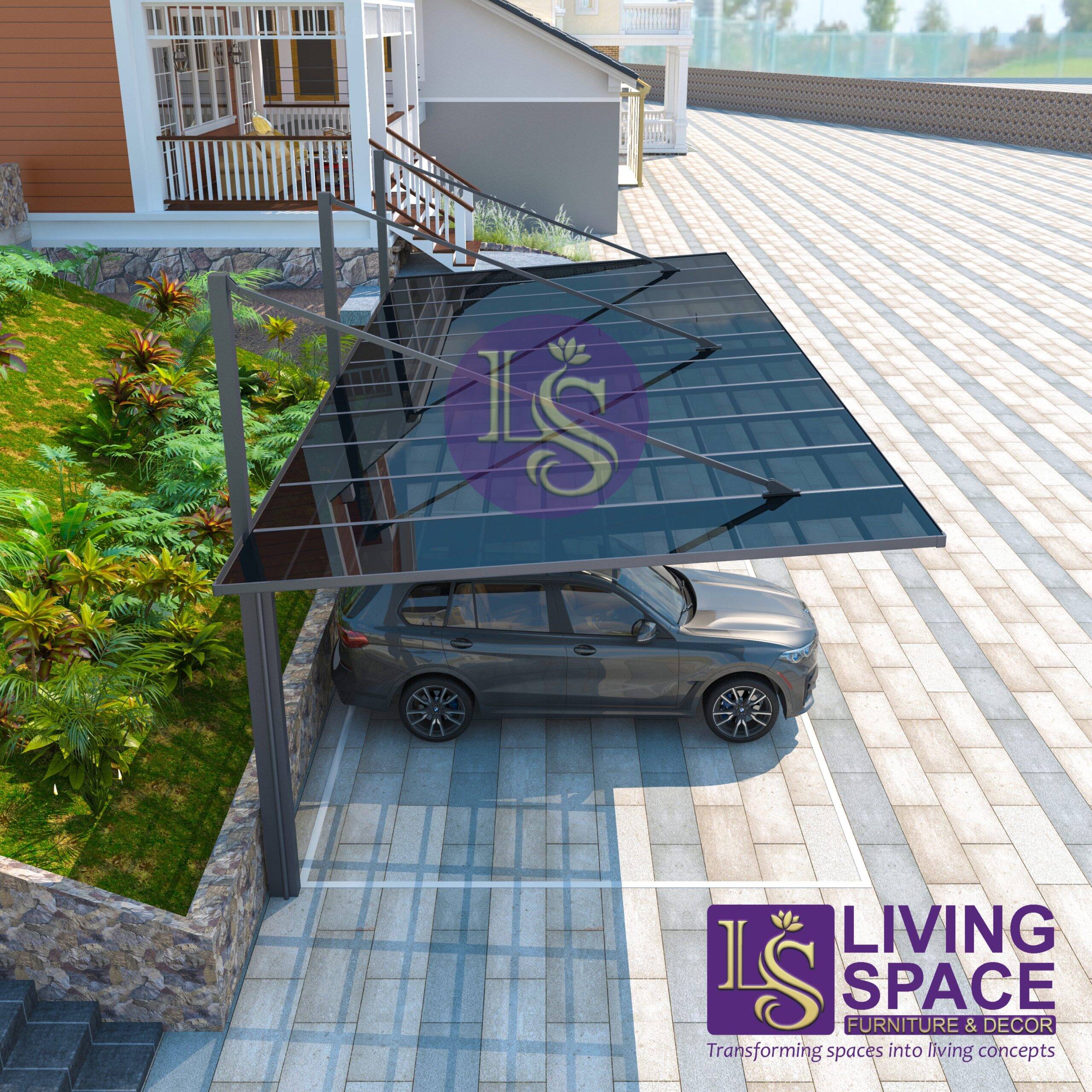 Back-Pull Cantilever Double Carport | Grey - Image 4