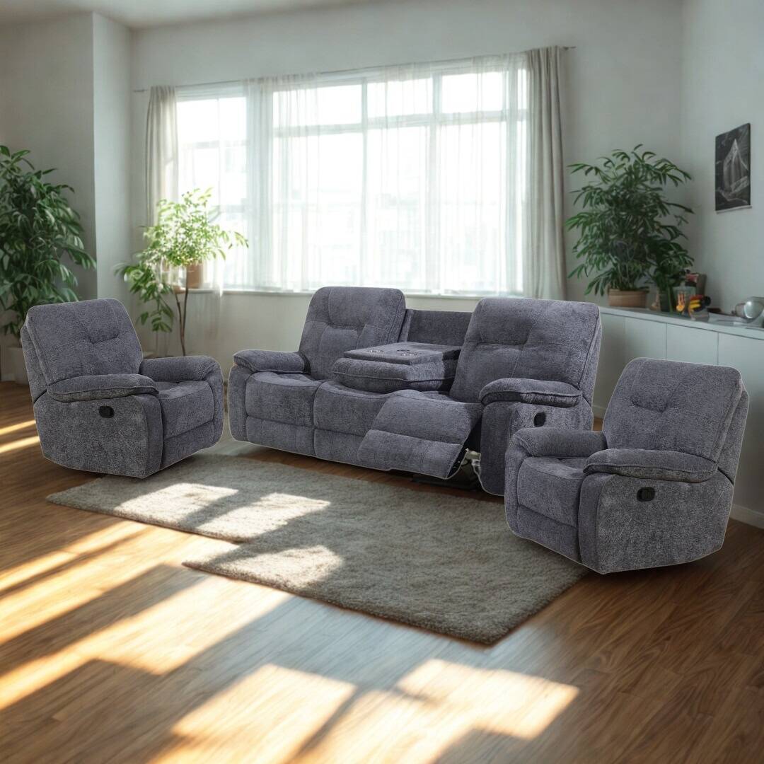 Fabric recliner lounge suite