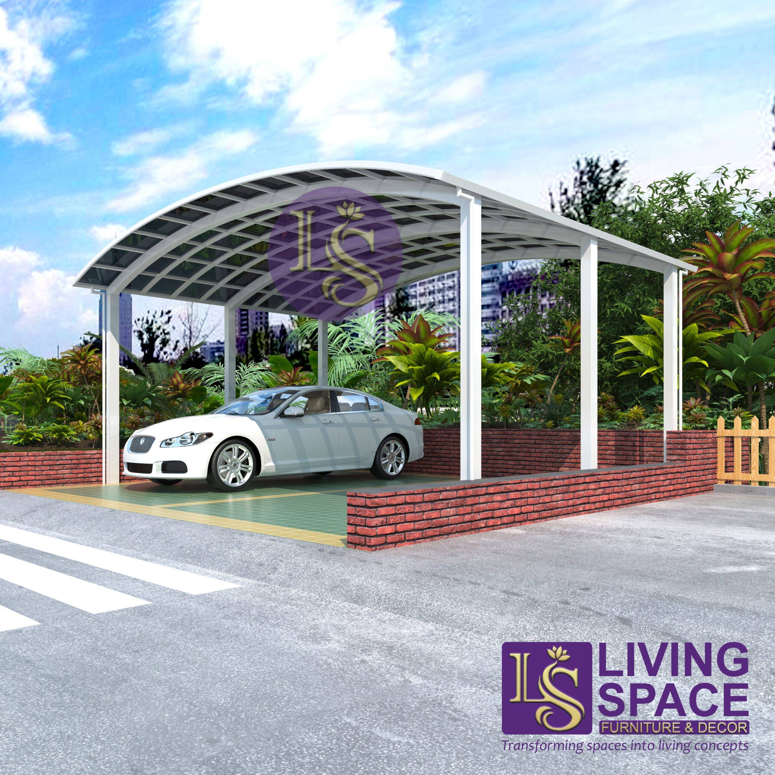 M-Shape Double Carport | White